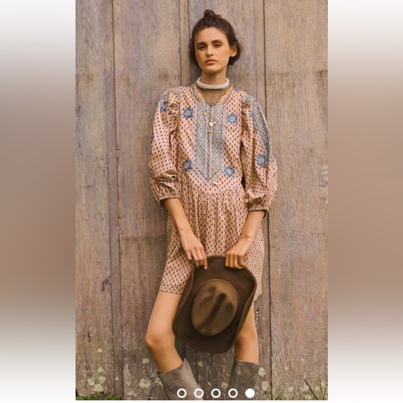 Anthropologie Embroidered Tunic Mini Dress. Size XS perfect - Picture 2 of 16